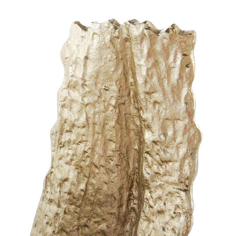 Aluminum Metal Leaf Textured Folded Leaf Decorative Bowl - Gold - Roche River Decor