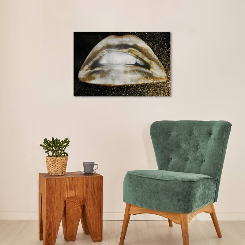 Wynwood Studio Canvas Fashion and Glam Kiss Caviar - Custom Black and Wall Art Canvas Print - 16 x 24