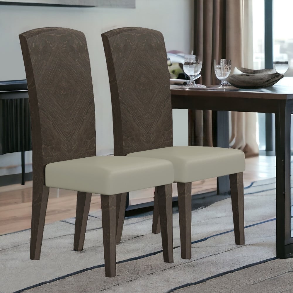HomeRoots Set of Two Gray And Espresso Upholstered Dining Side Chairs - 19.00 in. x 43.50 in. x 21.50 in.