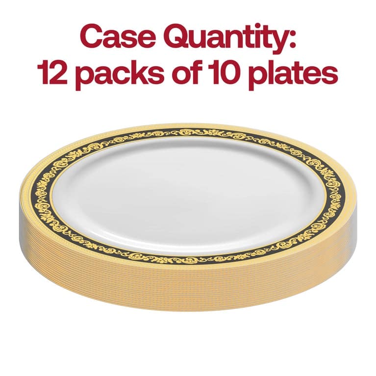 Shiny Royal Rim Disposable Plastic Plate Packs - Party Supplies