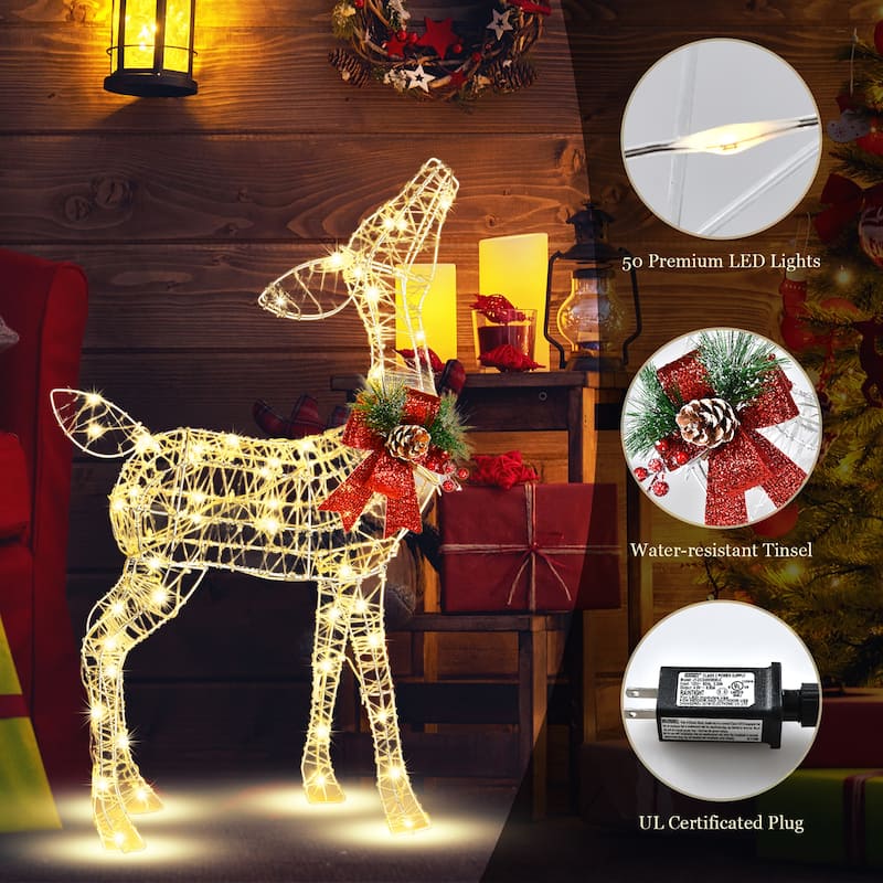 Lighted Christmas Reindeer Outdoor Christmas Decorations W LED Lights