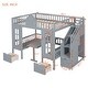 preview thumbnail 31 of 34, Stairway Bunk Bed with Changeable Table, Wood House Bedframe with Window & 2 Drawers, Bunk Bed Turn into Upper Bed and Down Desk
