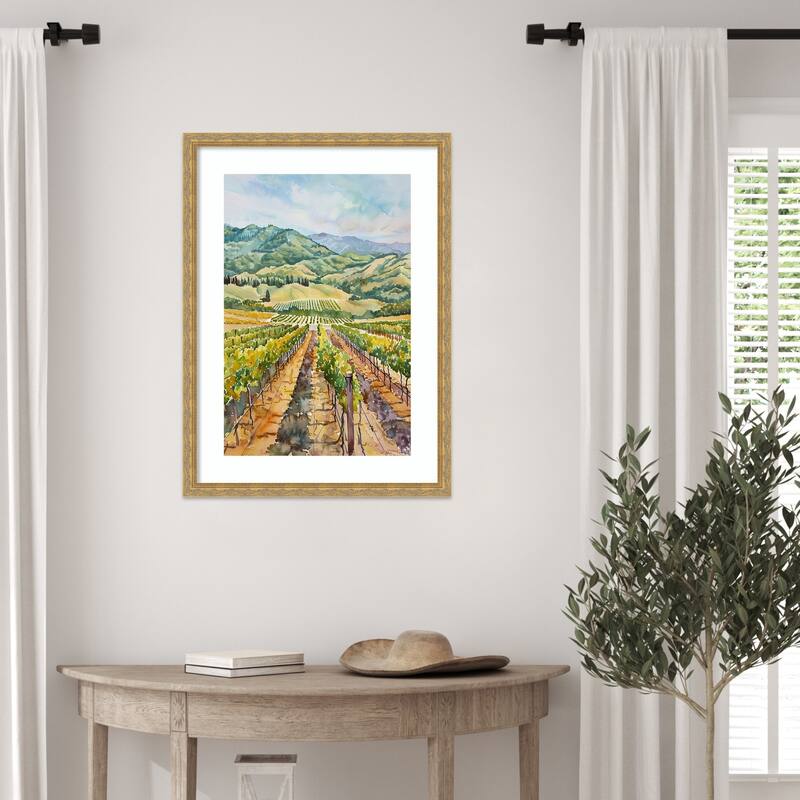 Raising Crops No. 1 by Tradelink inhouse artist Wood Framed Wall Art Print - Mila Dark Gold