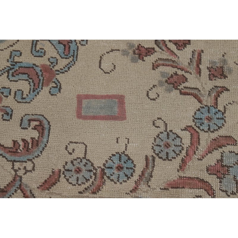 Medallion Tabriz Persian Rug Beige Hand-Knotted Wool Carpet - 9'6"x 13'3"