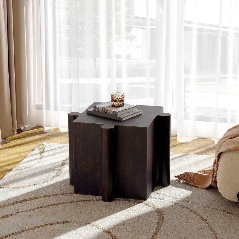 Christopher Knight Home - Sandy Puzzle Art Modern Outdoor Side Table with Modular Convex Edge Design - Copper