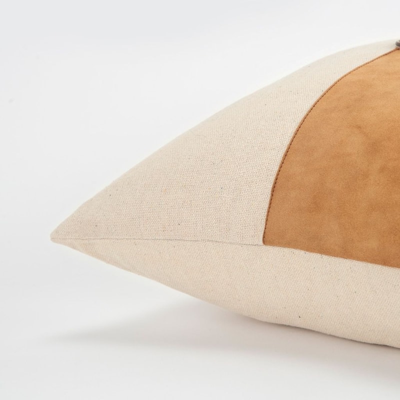 Color block Natural/Camel Decorative Down Filler Pillow