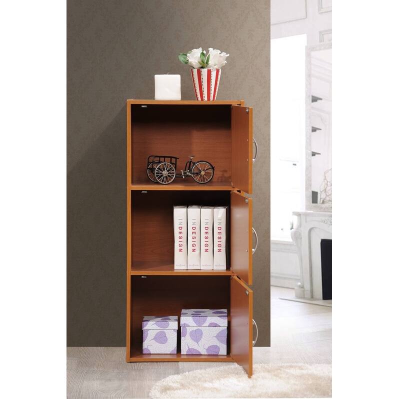 Hodedah 3-Shelf, 3-Door Bookcase