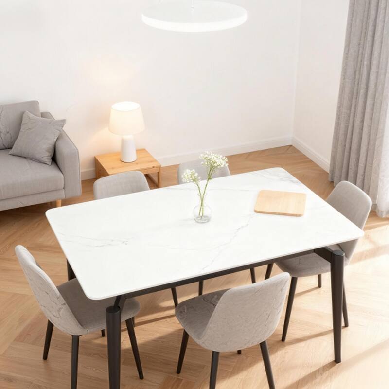 Sintered Stone Dining Table for 6, Rectangular Dining Table with Legs