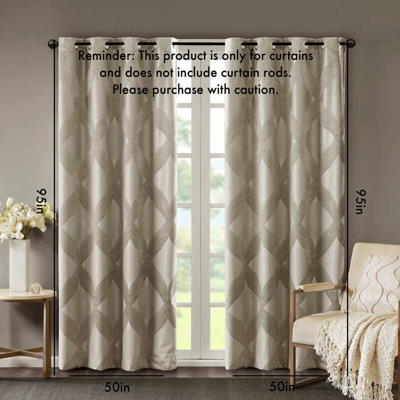 Ogee Knitted Jacquard Total Blackout Curtain Panel(Only 1 Pc Panel)