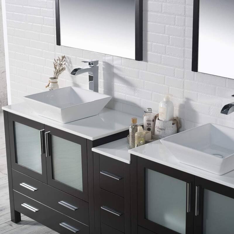 Blossom Sydney 84" Double Sink Vanity with Side Cabinets & Mirrors