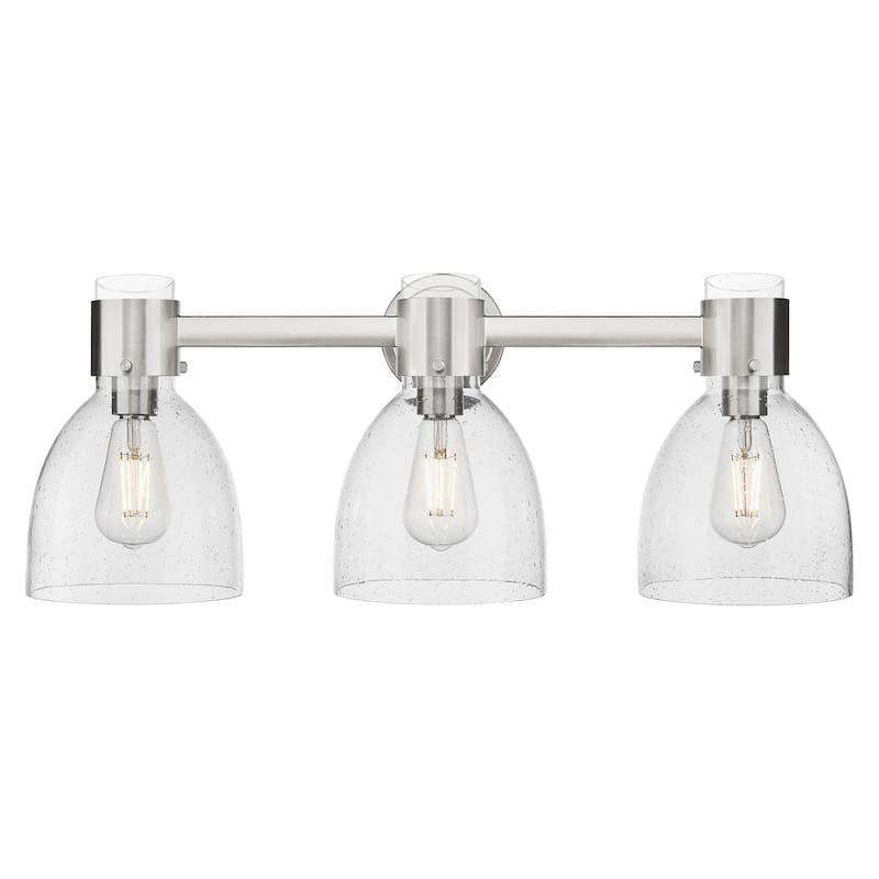 Innovations Lighting Downtown Urban - Lawton Bell - 3 Light 24" Wall-Mounted Bath Vanity Light - Satin Nickel/Seedy