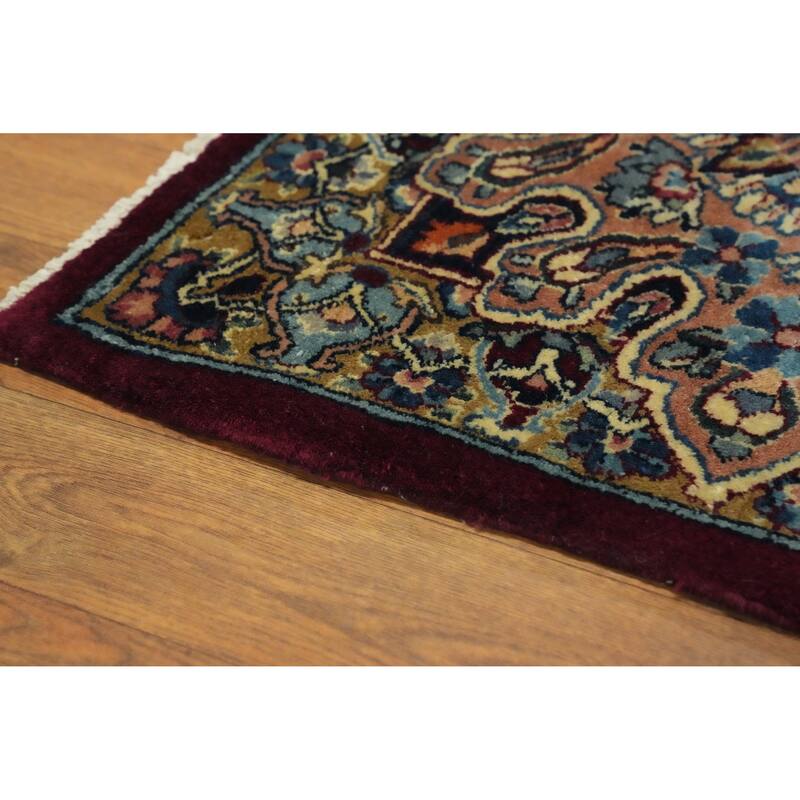 Hand Knotted Oriental 100% Wool Carpet Traditional Floral Red Kerman Area Rug - 19' 4'' X 12' 9''