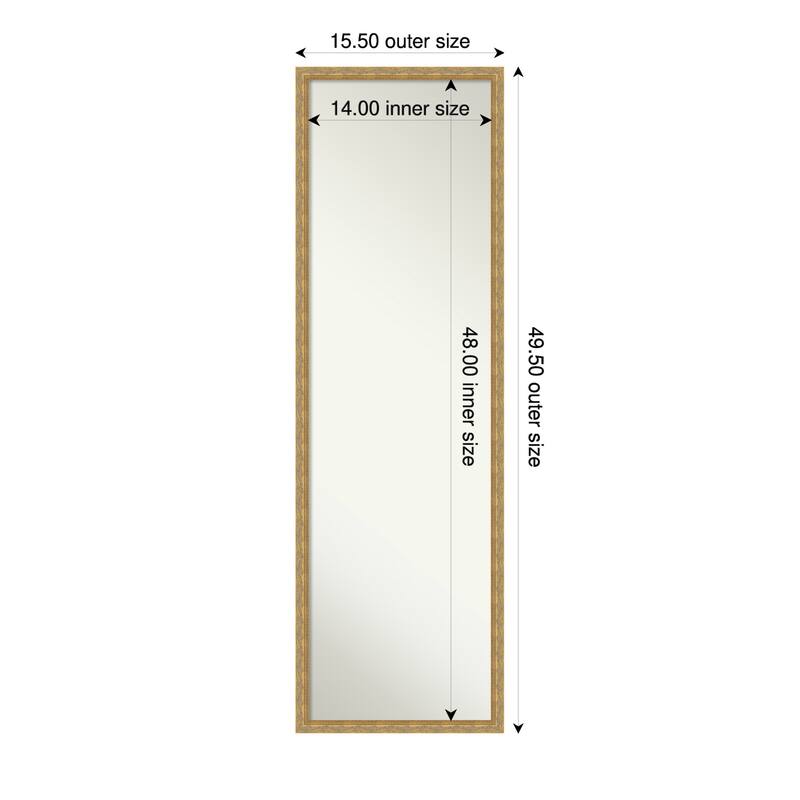 Mila Non-Beveled Wood Framed Full-Length On the Door Mirror - 16 x 50 in - Mila Dark Gold