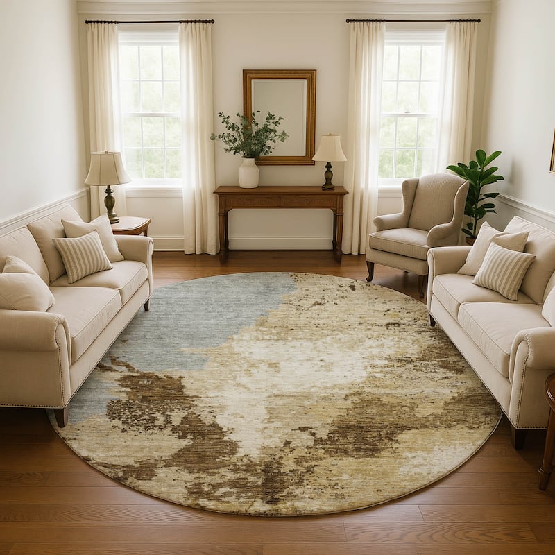 Premium Washable Super Soft Modern Abstract Mayfield Rug - Brown - 8' x 8'