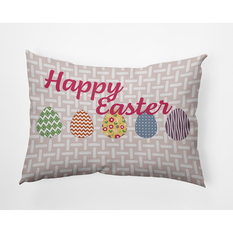 Happy Easter Polyester Indoor Pillow - 14" x 20" - Shell Pink