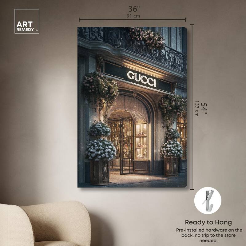 Illuminated Luxury Store Canvas by Art Remedy, Gallery Wrapped