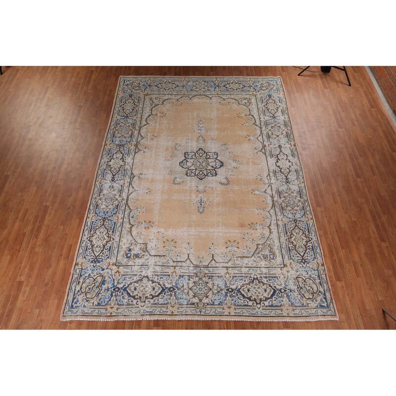 Geometric Kerman Persian Large Rug Handmade Wool Carpet - 9'7" x 13'11"