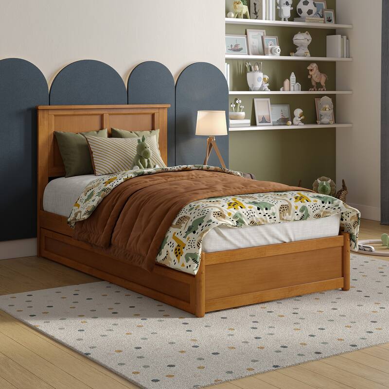 Felicity Platform Bed with Panel Footboard and Twin Trundle
