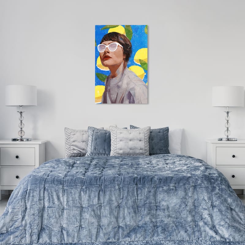 Wynwood Studio Fashion and Glam Lemon Time Blue and Modern & Contemporary Wall Art Canvas Print - 36 x 24
