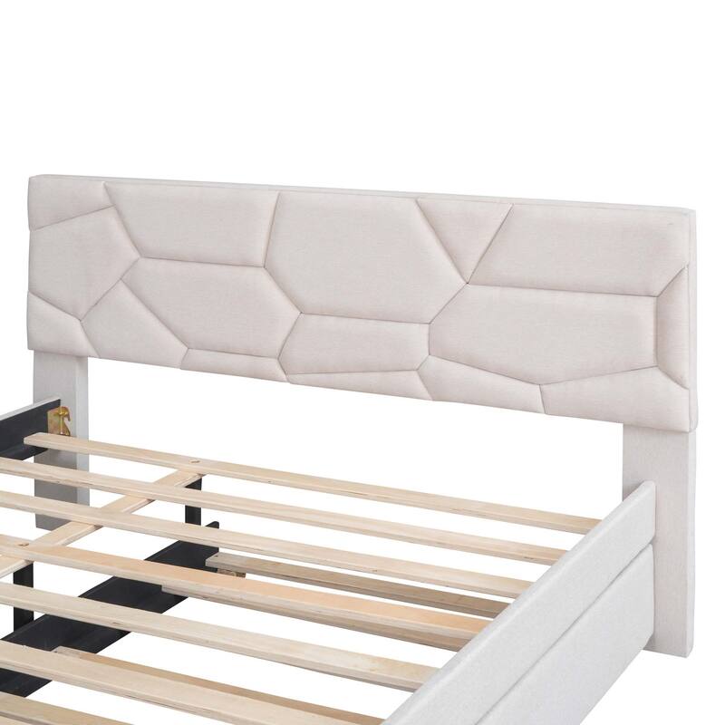 Brick Pattern Platform Bed with Trundle