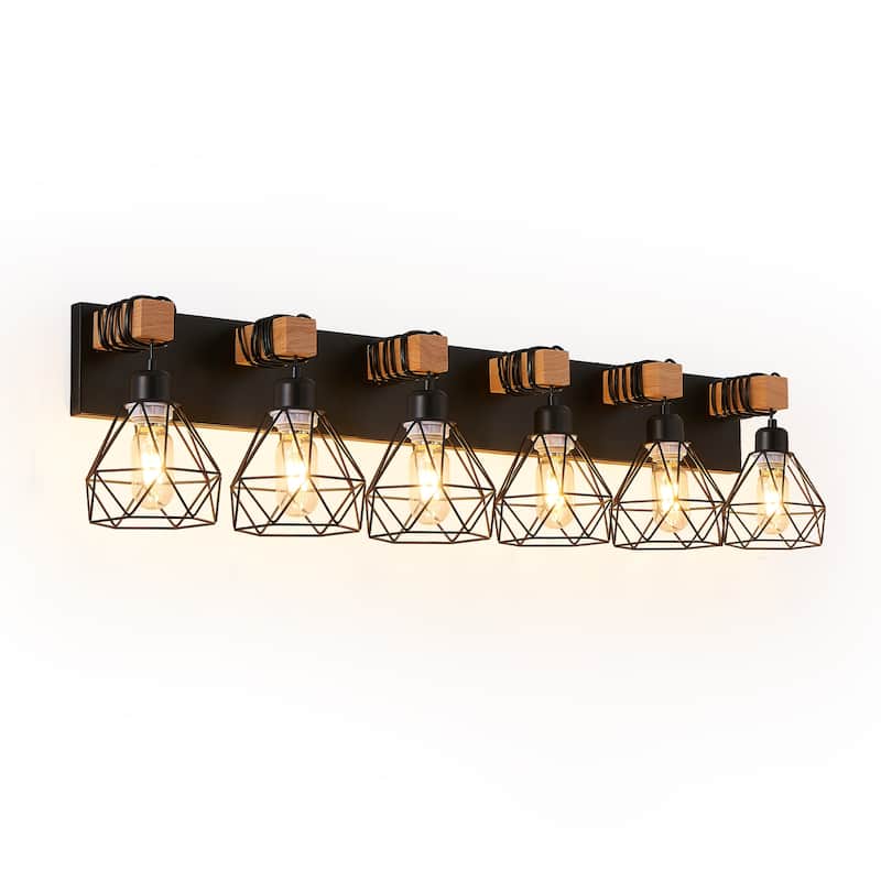 38" Modern Geometric 6-Light Vanity Light Fixture
