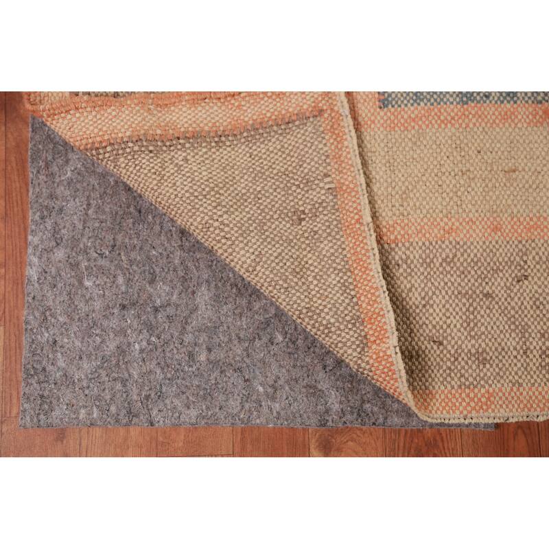 Hand Woven Oriental 100% Jute Carpet Southwestern Modern Navy Blue & Blues Kilim Area Rug - 11' 5'' X 9' 8''