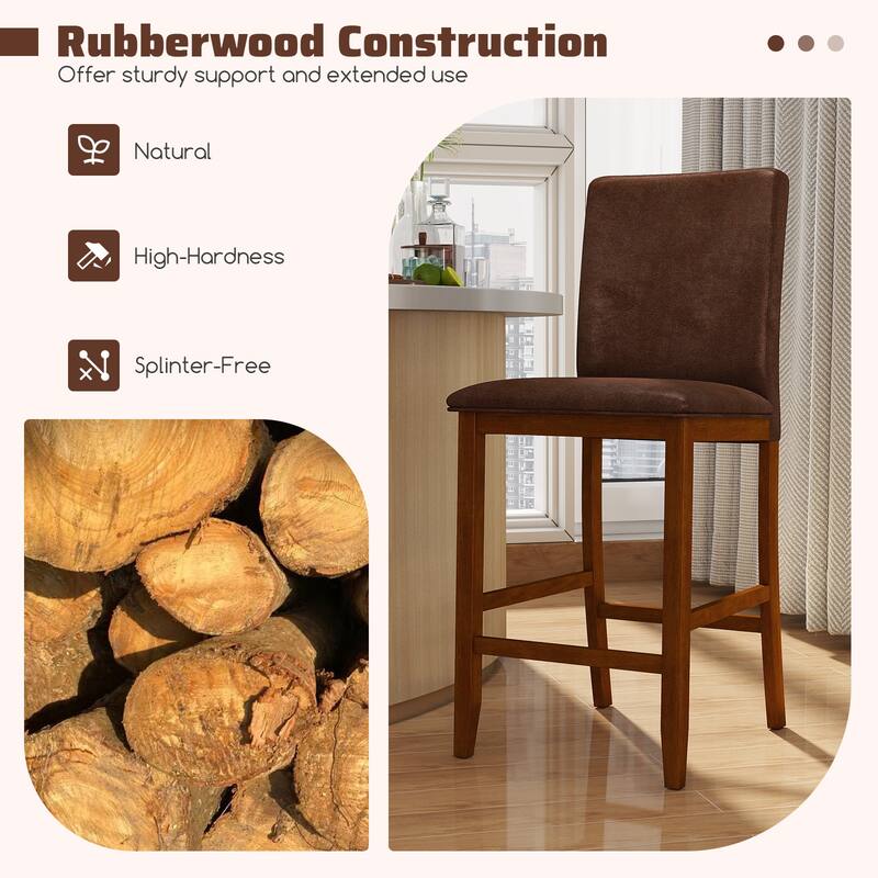 Gymax 26 Inch Counter Barstools Set of 2 w/Upholstered Seat & Backrest