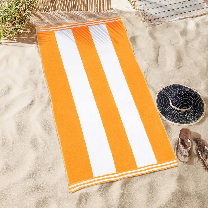 Superior Cabana Stripe Oversized Cotton Beach Towel (Set of 2)