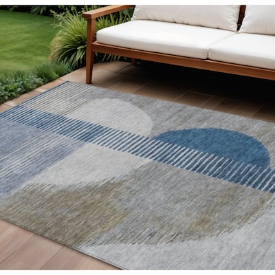 HomeRoots Geometric Transitional Rectangle Outdoor Rug