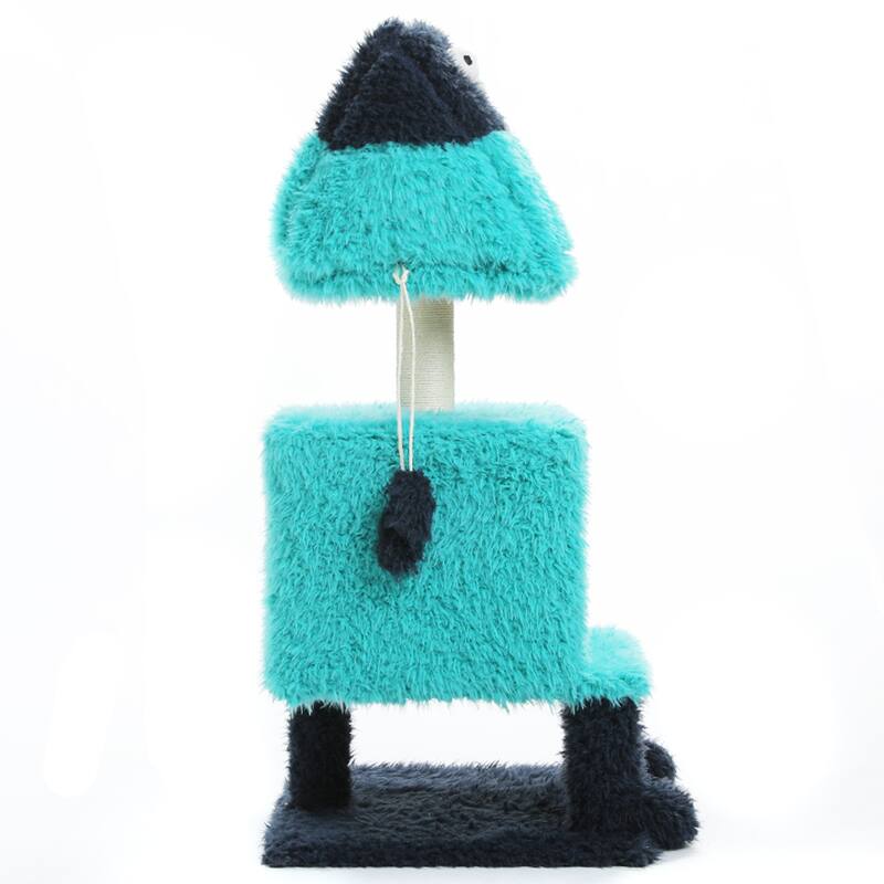 Indoor cat tower with cat condo and sisal scratching post - Blue