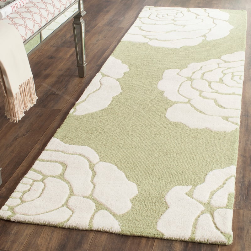 SAFAVIEH Handmade Cambridge Vince Modern Wool Rug - 2'6" x 8' Runner - Lime/Ivory