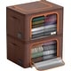 preview thumbnail 1 of 11, Storage Bins, Foldable Stackable Container Organizer Set with Large Window & Carry Handles Brown