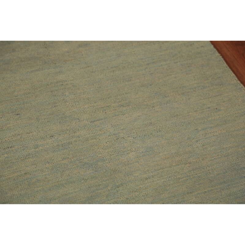 Green Gabbeh Modern Runner Rug Handmade Wool Carpet - 2'7" x 9'7"