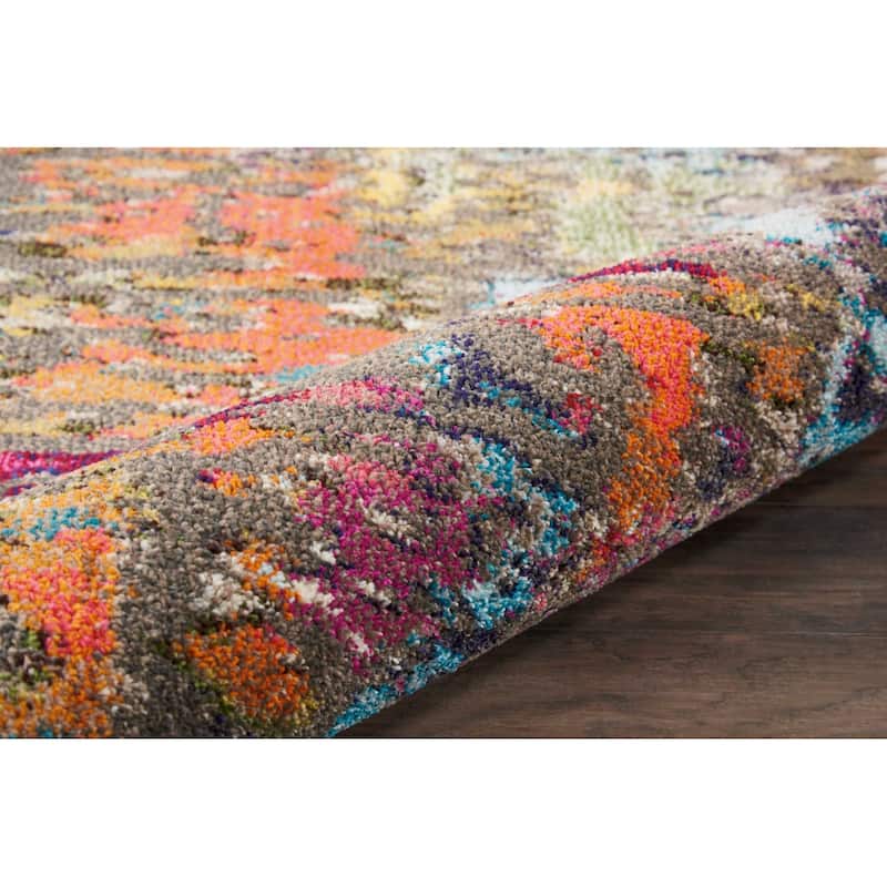 Power Loomed Abstract Modern Non Skid Stain Resistant Area Rug - 126' X '94' X '0.5