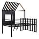preview thumbnail 26 of 37, Metal House Bunk Bed with Roof and Guardrails, Twin Size