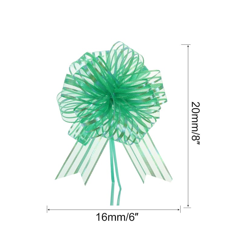 15pcs 6 Inch Organza Large Pull Bow Gift Wrapping Bows Chiffon - Dark Green
