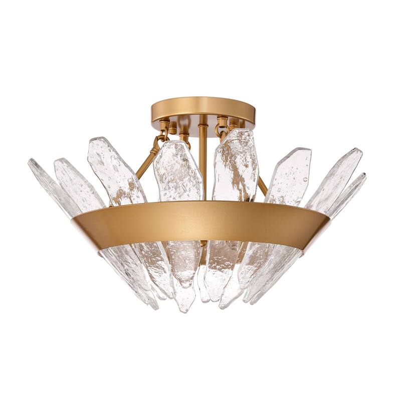 Daisy 3-Light 19.1" Modern Seeded Glass Panel Flush Mount Flush Mount