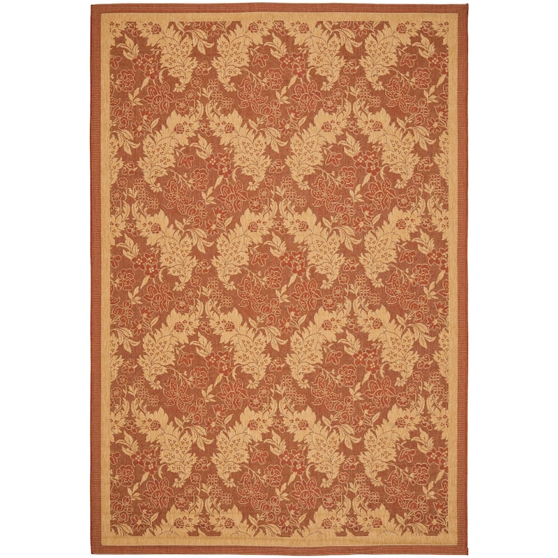 SAFAVIEH Courtyard Arla Indoor/ Outdoor Waterproof Patio Backyard Rug - 4' x 5'7" - Brick red/Natural