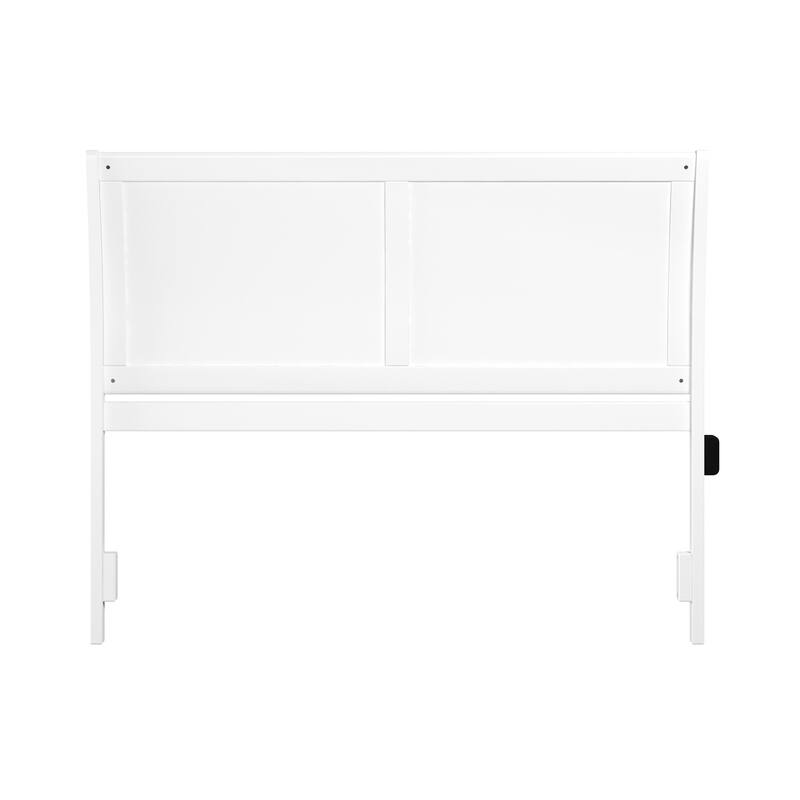 White Wood Sleigh Queen Headboard with Attachable USB Charger and Classic Curved Sleigh Design