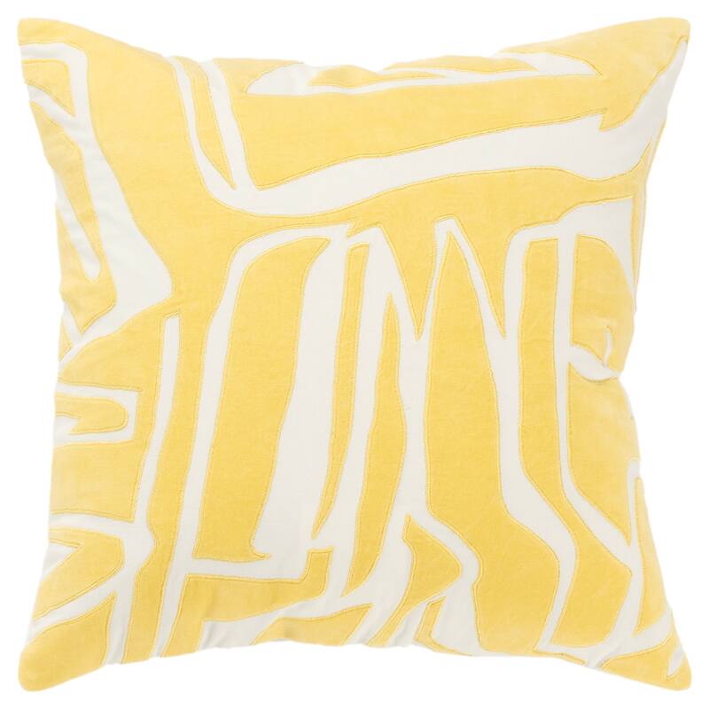 Rizzy Home Contemporary Down Filled Pillow - 20" x 20" - Ivory/Yellow
