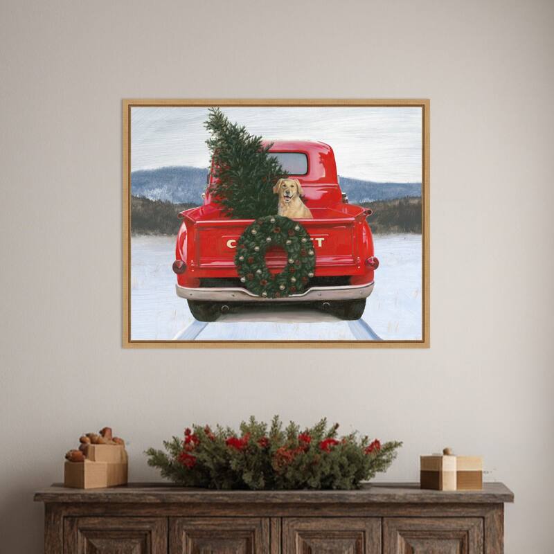 Christmas in the Heartland IV No Bow by James Wiens (28 x 23 in.), Framed Canvas Wall Art Print - Sylvie Natural