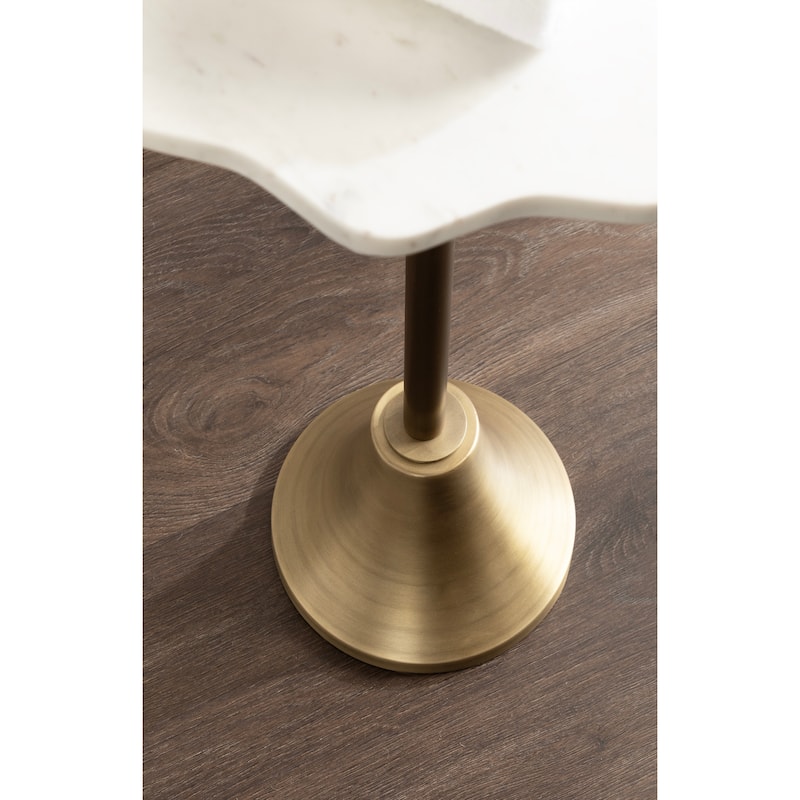 Kate and Laurel Sanzo Scalloped Marble and Metal Drink Table