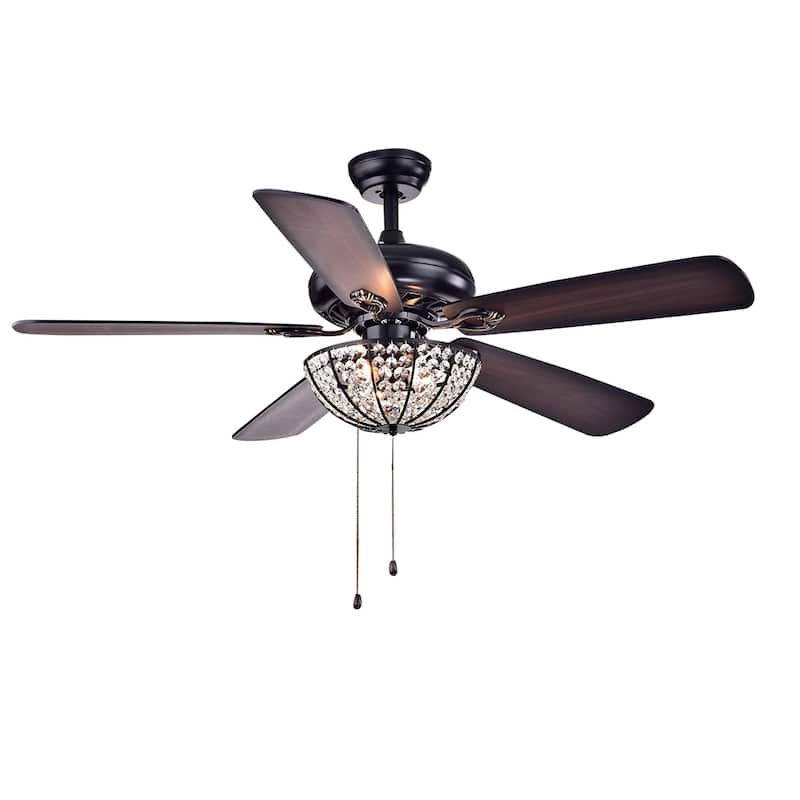 Hannele Bowl 3-light 5-blade Black 52-inch Ceiling Fan (Optional Remote)
