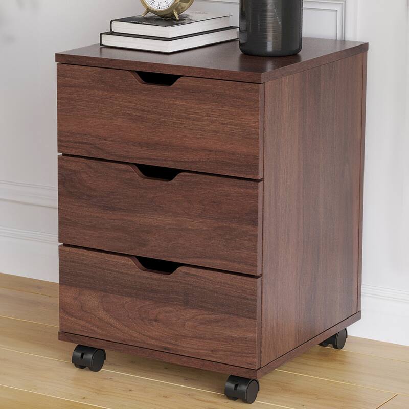 3-Drawer Vertical Filing Cabinet Rolling Wood Mobile File Cabinets Under Desk for Home Office with Casters (Fully Assembled)
