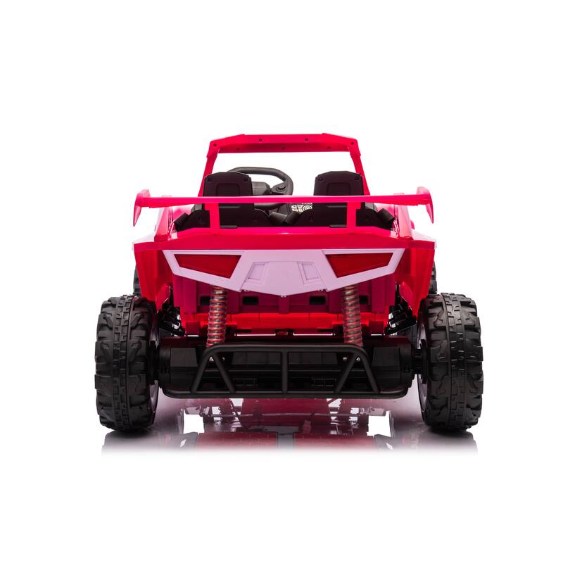 24V Kids Ride-On Car Electric Car with Police Lights, Pink Toddler Vehicle Ride on Jeep with Parent Remote