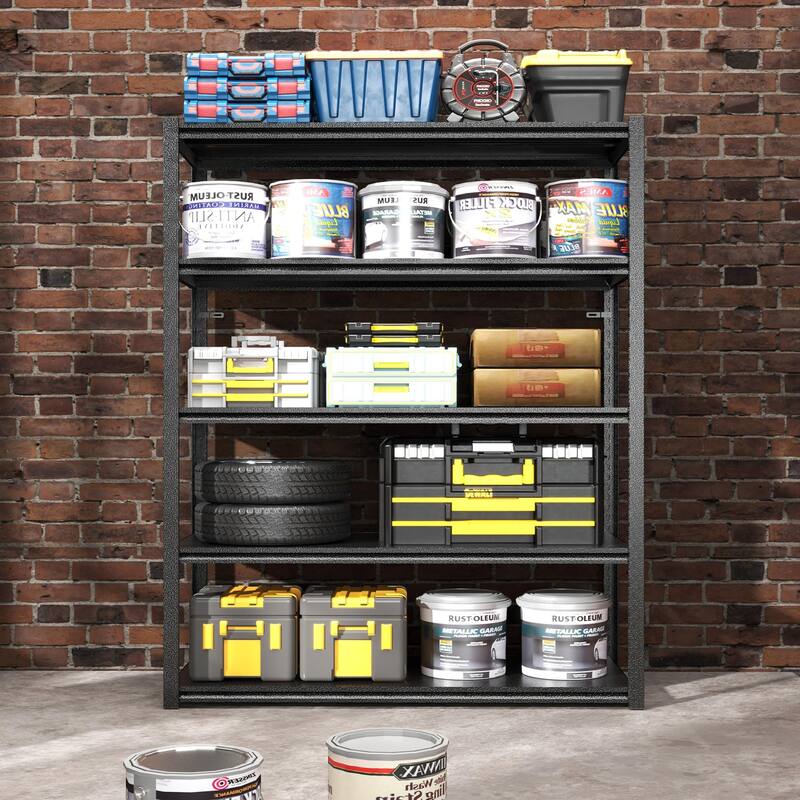 72"H 5 Tier Metal Shelves,2000LBS Heavy Duty Storage Shelves Adjustable Garage Shelf Unit Storage Utility Rack