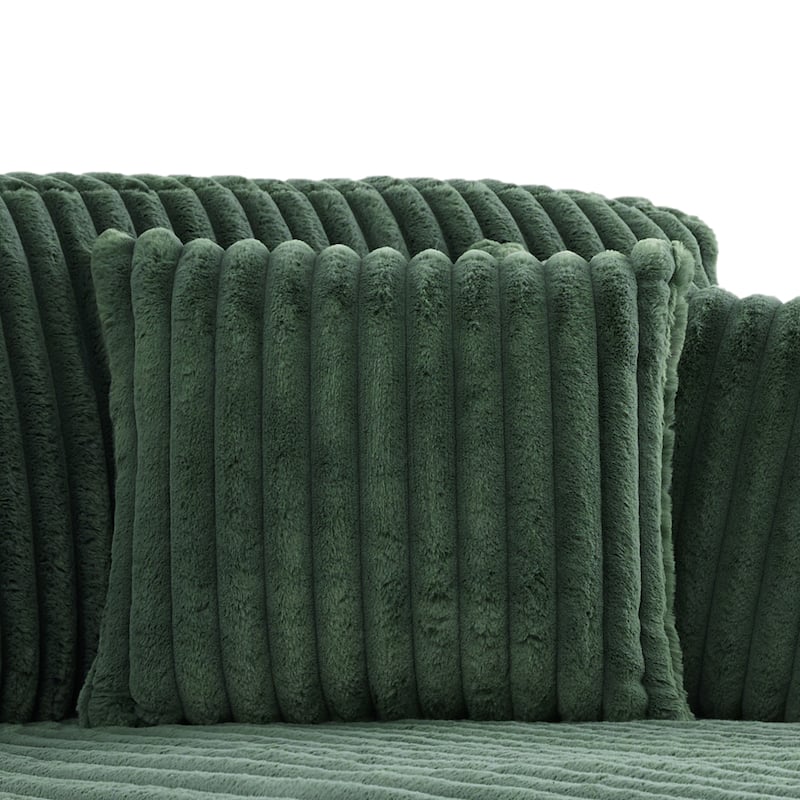 Modern Stripe Faux Fur Square Throw Pillows (Set of 2)