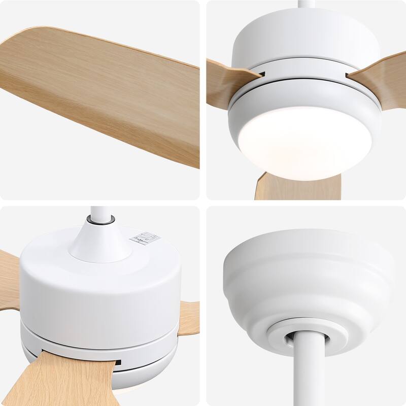 Ultra-Quiet DC Motor Ceiling Fan Light with Reversible Airflow & 3-Color Dimmable LED Light, 6-Speed Remote-Control