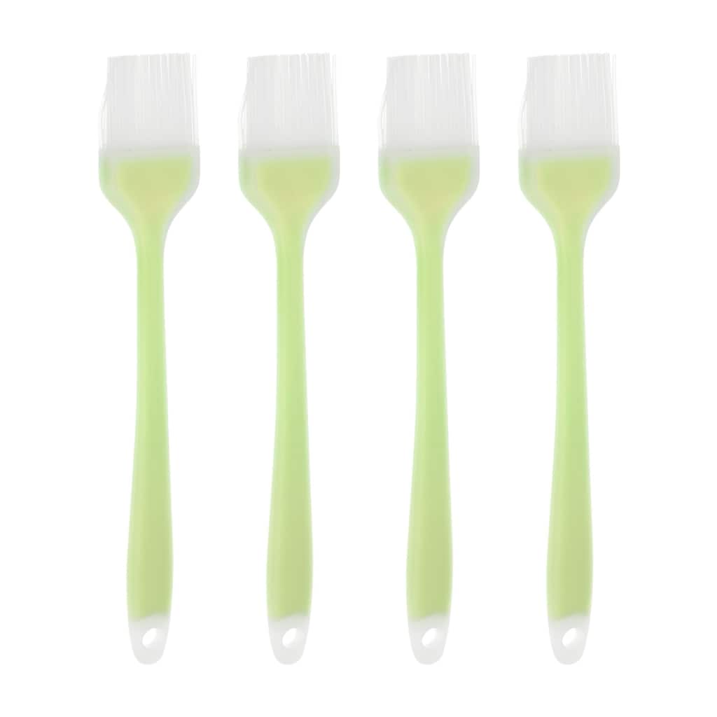 4pcs Silicone Pastry Brush, 1.38"x8.27" Basting Oil for BBQ Baking, Green