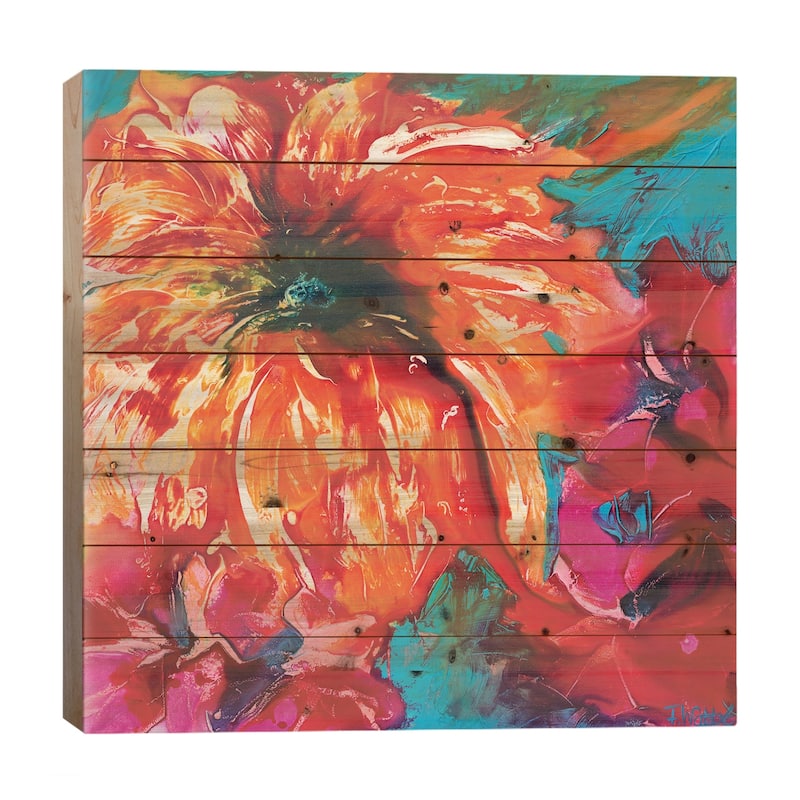 Tropical Garden III Print On Wood by Françoise Wattré - Multi-Color - 26x26x1.5